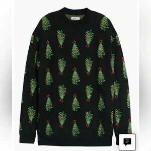 [M]  The Rail mens long crew neck xmass tree print sweater